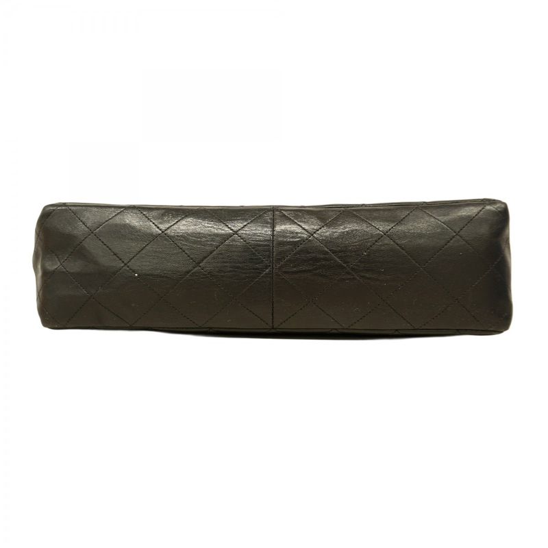 Chanel Shoulder Bag Deka Matelasse Lambskin Black Gold Hardware Women