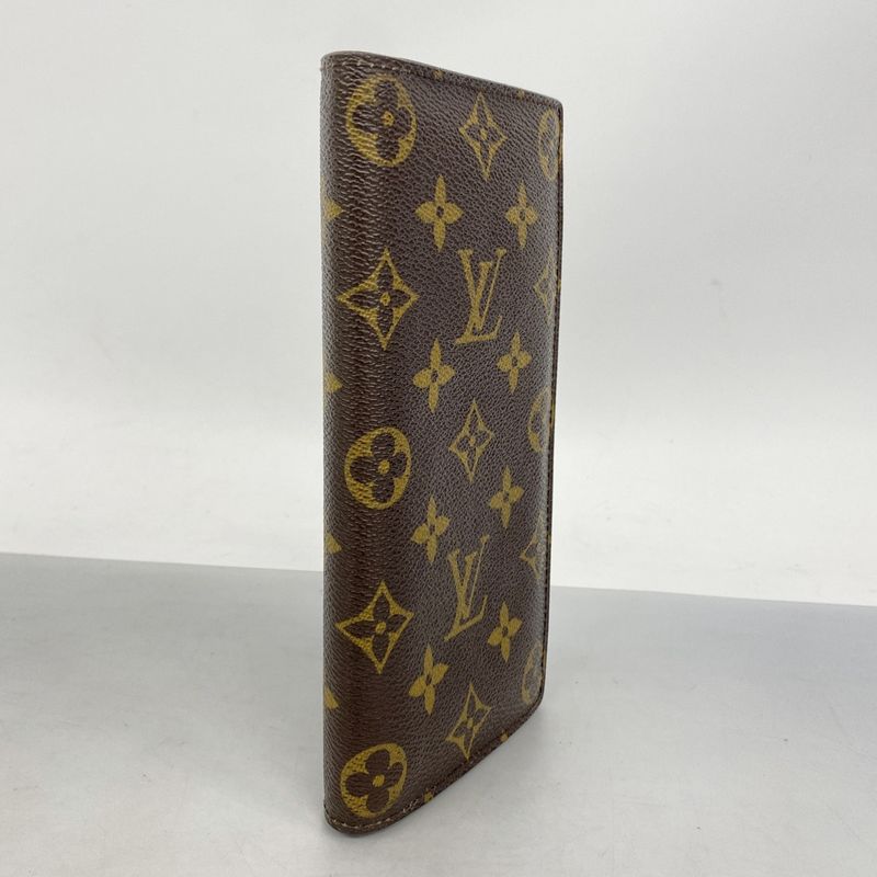 Louis Vuitton Long Wallet Monogram Portefeuille Brazza M66540 Brown Men's
