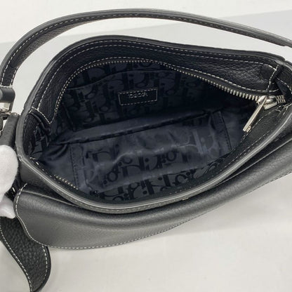 Christian Dior Handbag Saddle Soft Bag Mini Leather Black Silver Hardware 2way