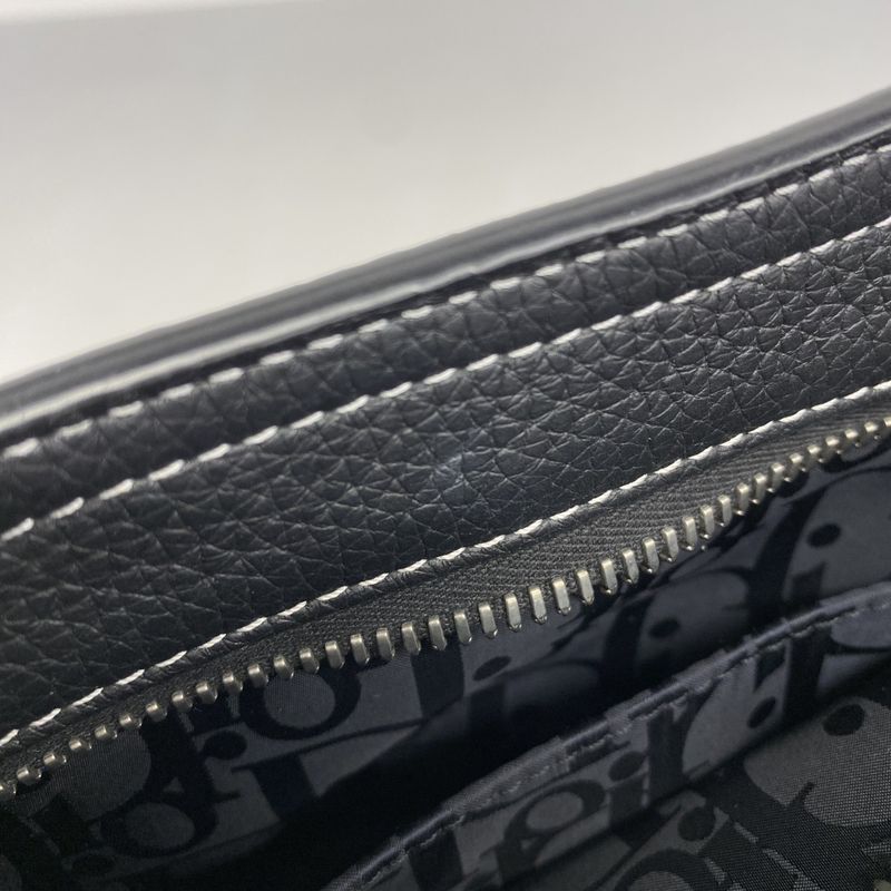 Christian Dior Handbag Saddle Soft Bag Mini Leather Black Silver Hardware 2way