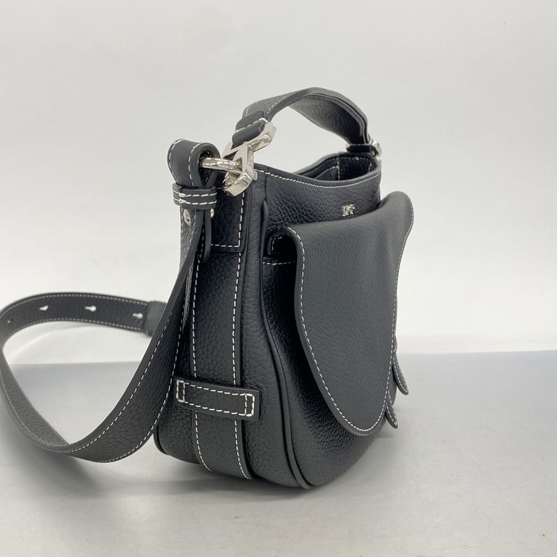 Christian Dior Handbag Saddle Soft Bag Mini Leather Black Silver Hardware 2way