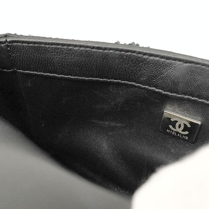 Chanel Shoulder Bag Sequined Black Silver Hardware Women