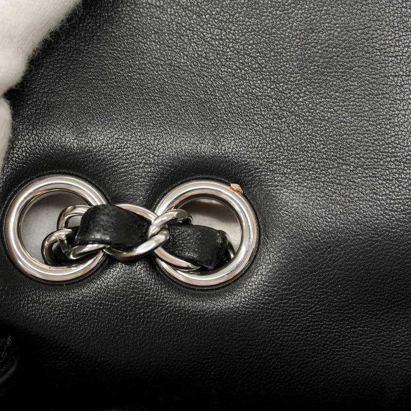 Chanel Shoulder Bag Sequined Black Silver Hardware Women