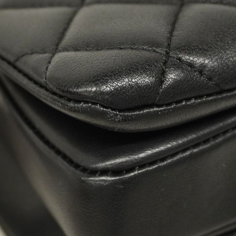 Chanel Handbag Matelasse Lambskin Black Chien Pan Gold Hardware 2way Bag Ladies