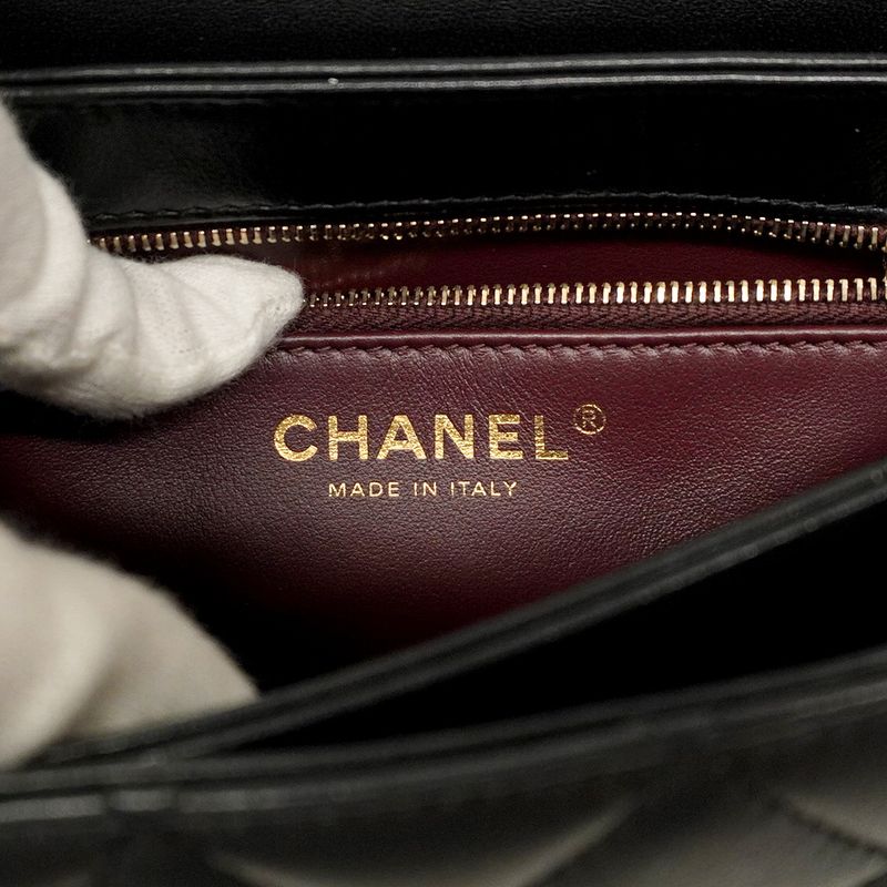 Chanel Handbag Matelasse Lambskin Black Chien Pan Gold Hardware 2way Bag Ladies