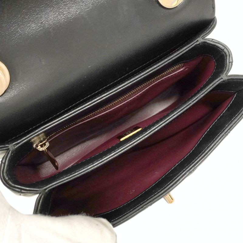 Chanel Handbag Matelasse Lambskin Black Chien Pan Gold Hardware 2way Bag Ladies