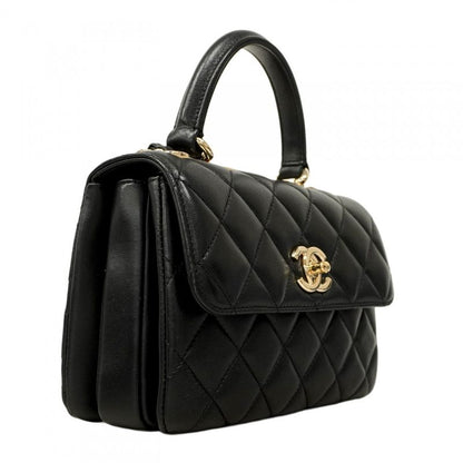 Chanel Handbag Matelasse Lambskin Black Chien Pan Gold Hardware 2way Bag Ladies