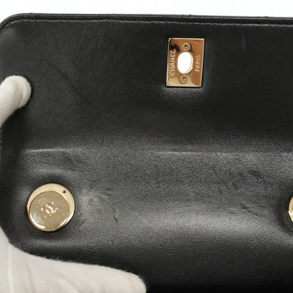 Chanel Handbag Matelasse Lambskin Black Chien Pan Gold Hardware 2way Bag Ladies