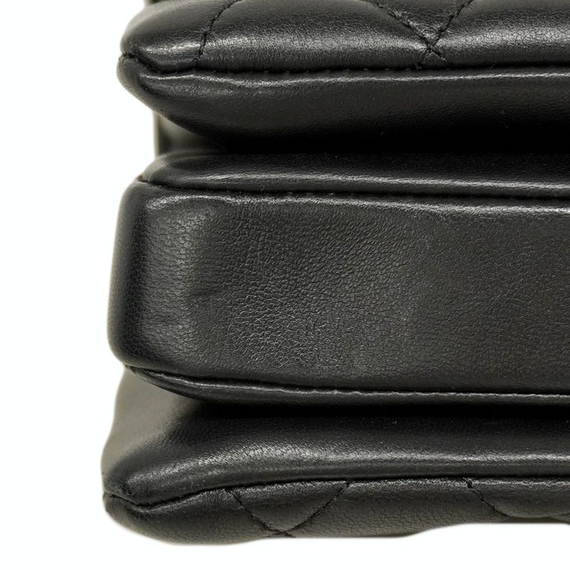 Chanel Handbag Matelasse Lambskin Black Chien Pan Gold Hardware 2way Bag Ladies