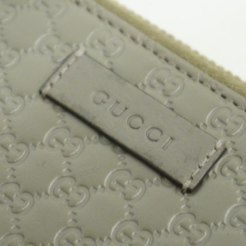 Gucci Long Wallet Micro Guccissima 449391 Leather Gray Chien Pan Gold Hardware