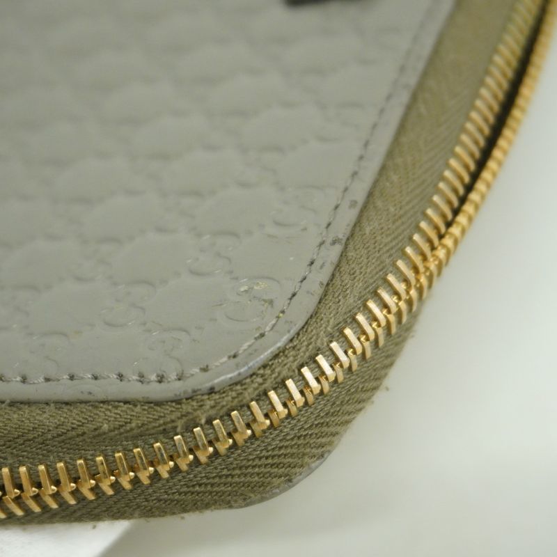 Gucci Long Wallet Micro Guccissima 449391 Leather Gray Chien Pan Gold Hardware