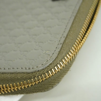 Gucci Long Wallet Micro Guccissima 449391 Leather Gray Chien Pan Gold Hardware