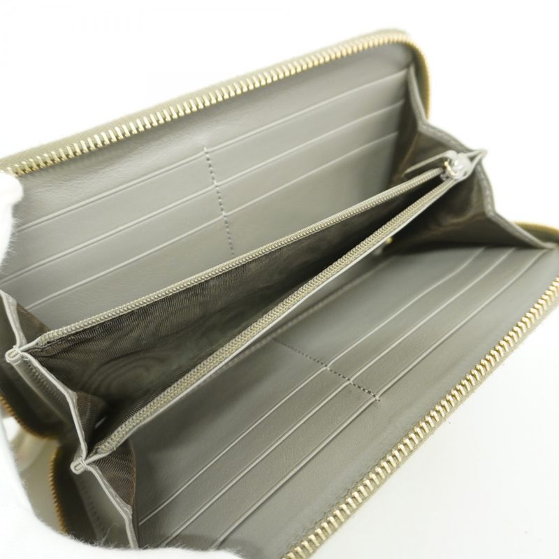 Gucci Long Wallet Micro Guccissima 449391 Leather Gray Chien Pan Gold Hardware