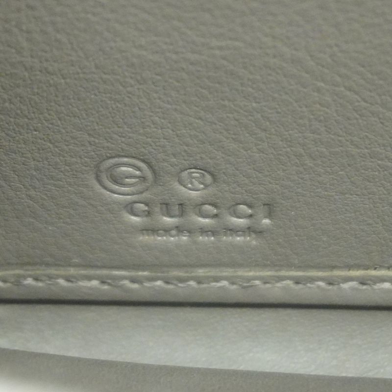 Gucci Long Wallet Micro Guccissima 449391 Leather Gray Chien Pan Gold Hardware