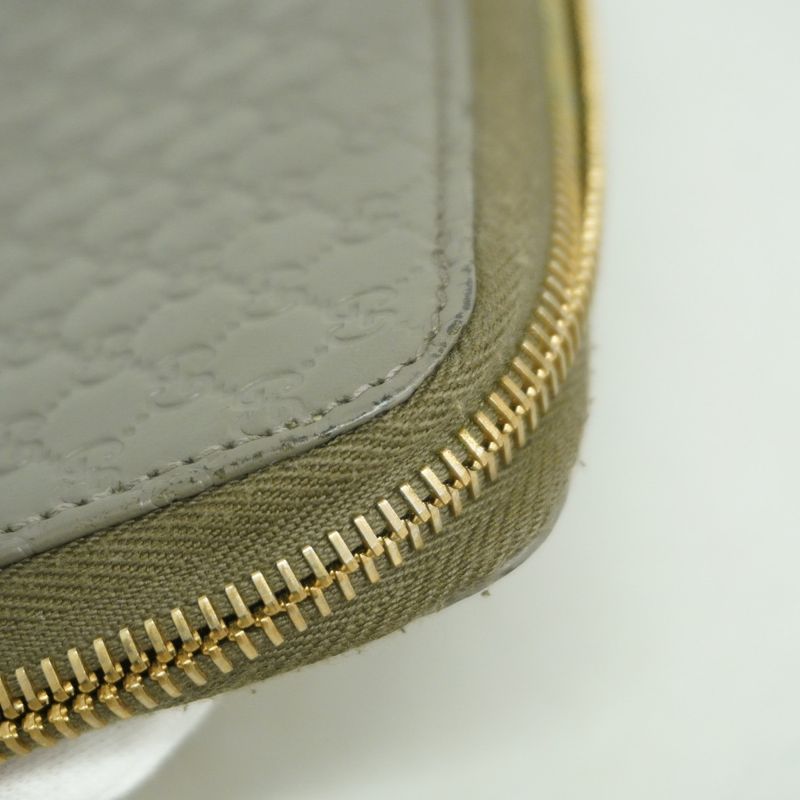 Gucci Long Wallet Micro Guccissima 449391 Leather Gray Chien Pan Gold Hardware