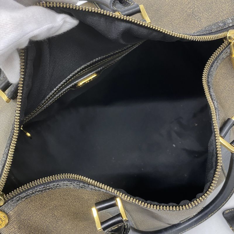 Fendi Boston Bag PVC Brown Gold Hardware Men Women Unisex