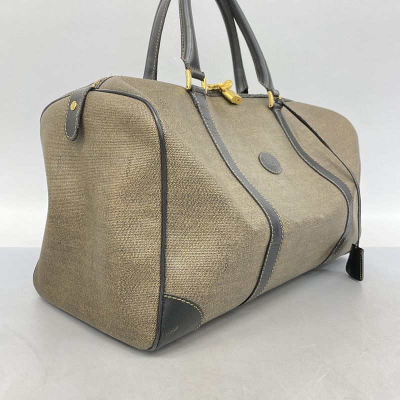 Fendi Boston Bag PVC Brown Gold Hardware Men Women Unisex