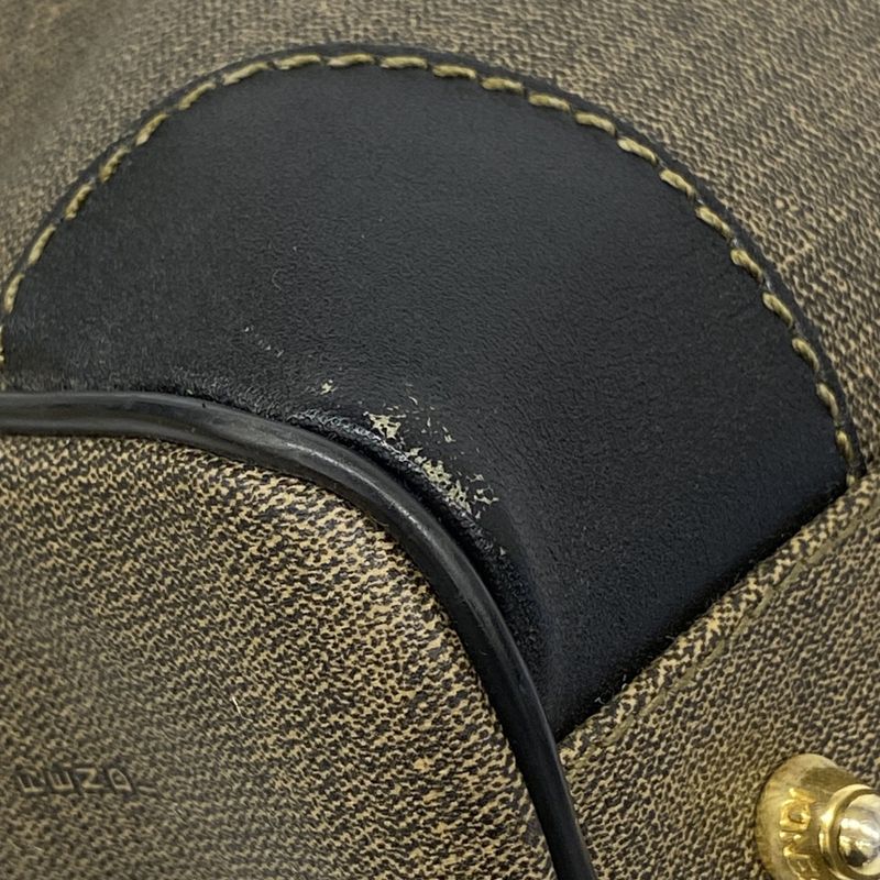 Fendi Boston Bag PVC Brown Gold Hardware Men Women Unisex