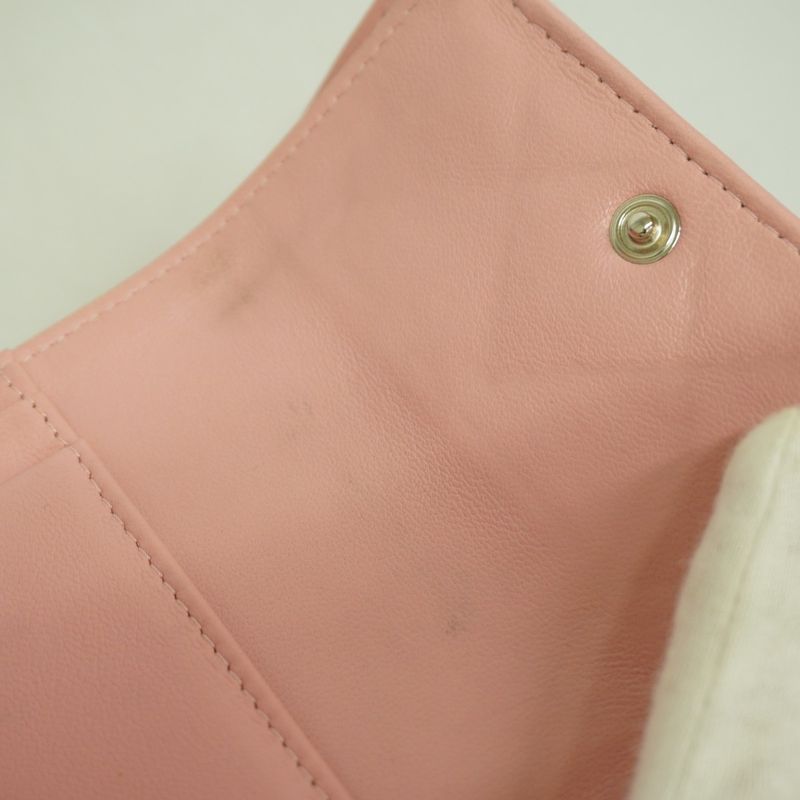 Chanel Trifold Wallet Wild Stitch Lambskin Pink Silver Hardware Women