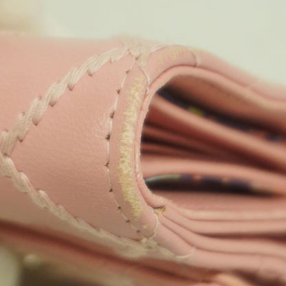 Chanel Trifold Wallet Wild Stitch Lambskin Pink Silver Hardware Women