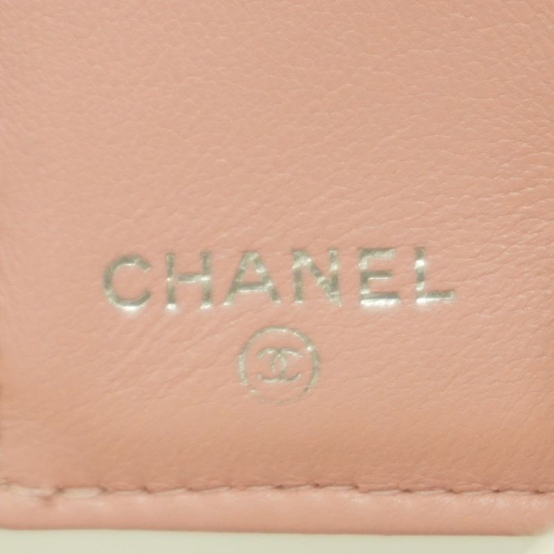 Chanel Trifold Wallet Wild Stitch Lambskin Pink Silver Hardware Women