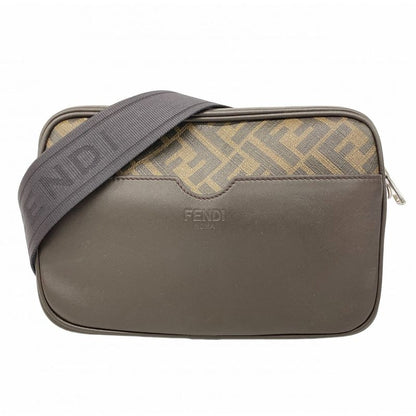 Fendi Shoulder Bag Zucca PVC Brown Yellow Silver Hardware Women