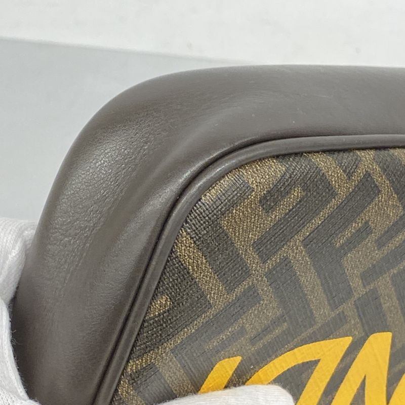 Fendi Shoulder Bag Zucca PVC Brown Yellow Silver Hardware Women