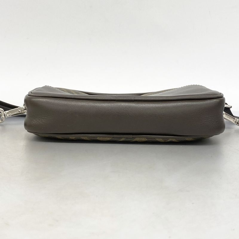 Fendi Shoulder Bag Zucca PVC Brown Yellow Silver Hardware Women