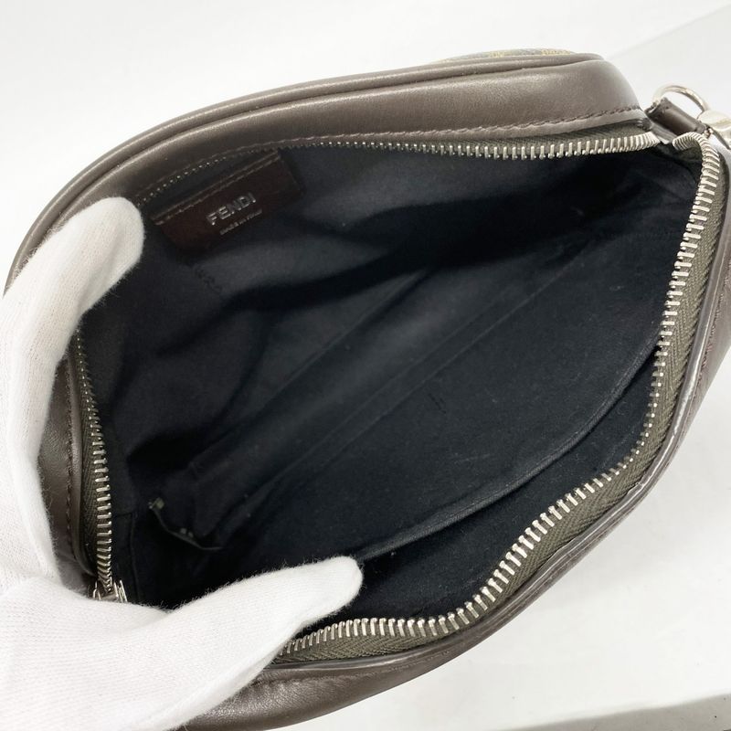 Fendi Shoulder Bag Zucca PVC Brown Yellow Silver Hardware Women