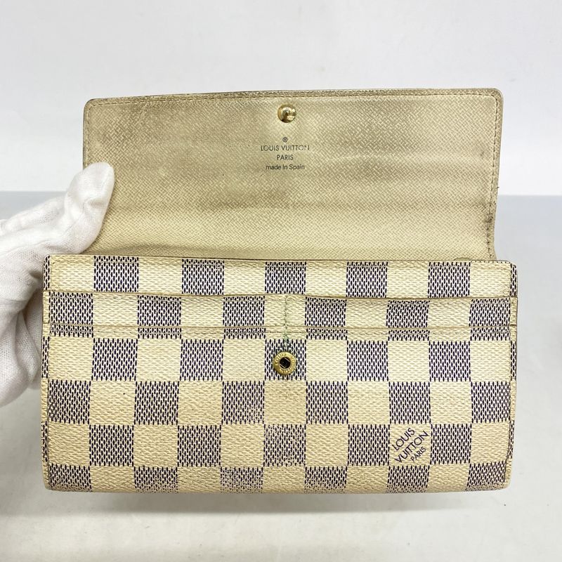 Louis Vuitton Damier Azure Portefeuille Sarah N61735 White Women's