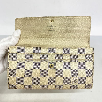 Louis Vuitton Damier Azure Portefeuille Sarah N61735 White Women's