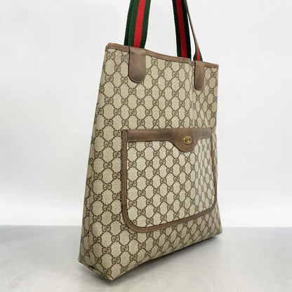 Gucci Tote Bag Sherry Line 39 02 003 PVC Beige Gold Hardware Women