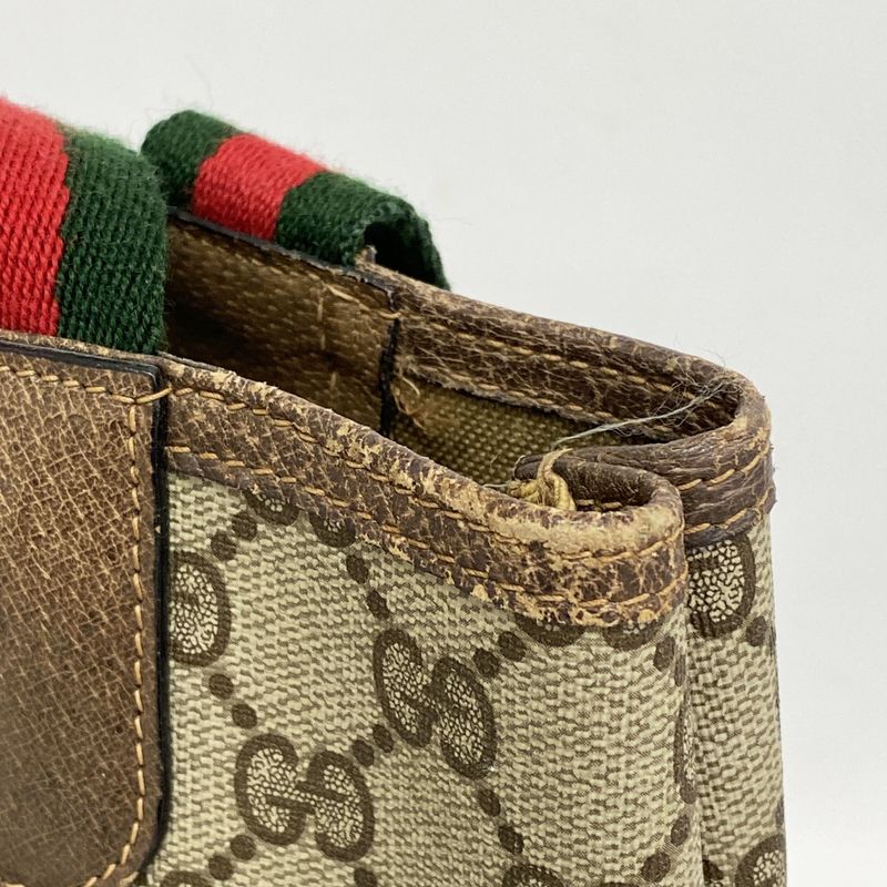 Gucci Tote Bag Sherry Line 39 02 003 PVC Beige Gold Hardware Women