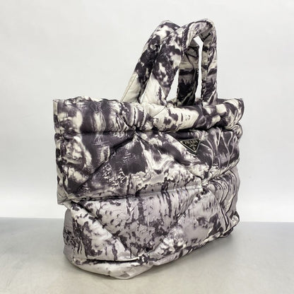 Prada Tote Bag Nylon Black Gray Silver Hardware Women's