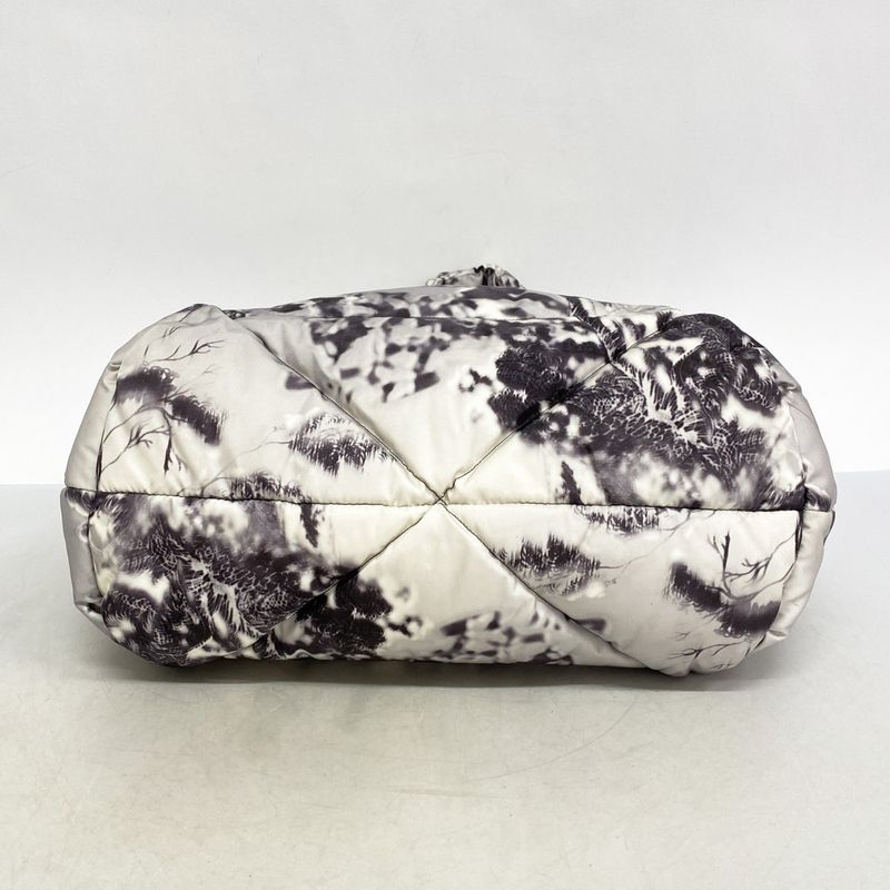 Prada Tote Bag Nylon Black Gray Silver Hardware Women's