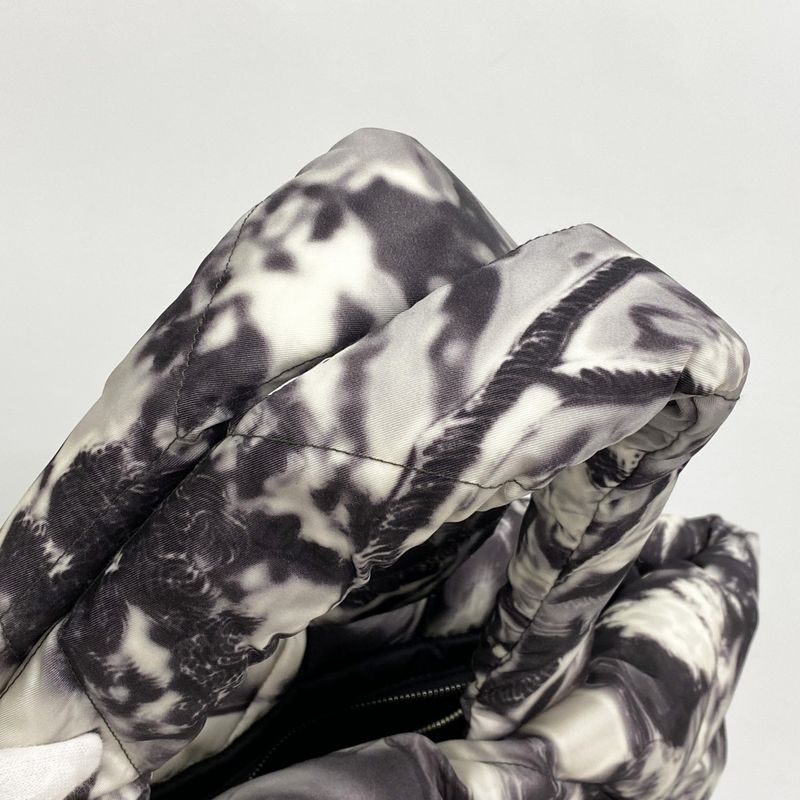 Prada Tote Bag Nylon Black Gray Silver Hardware Women's