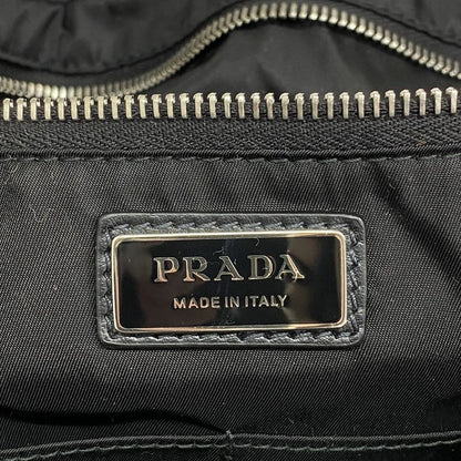 Prada Tote Bag Nylon Black Gray Silver Hardware Women's