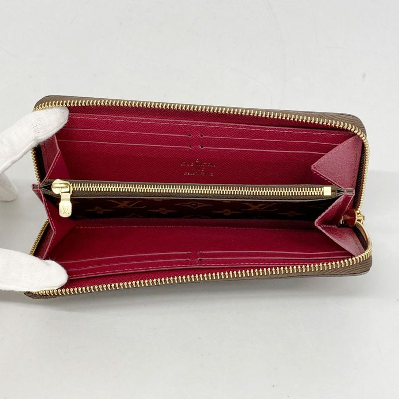Louis Vuitton Long Wallet Monogram Portefeuille Clemence M60742 Fuchsia Ladies