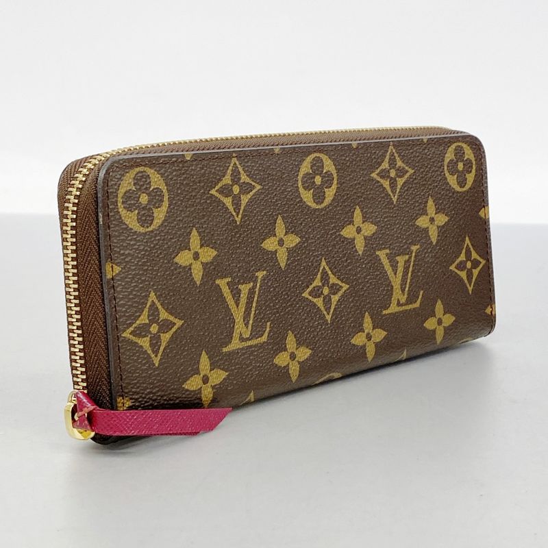 Louis Vuitton Long Wallet Monogram Portefeuille Clemence M60742 Fuchsia Ladies