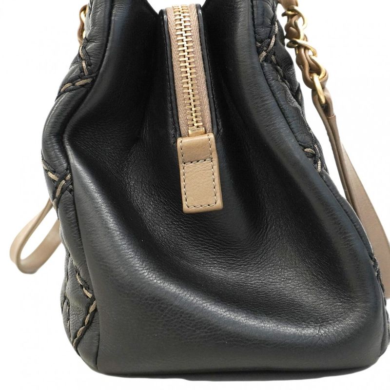 Chanel Shoulder Bag Wild Stitch Leather Black Chien Pan Gold Hardware Women