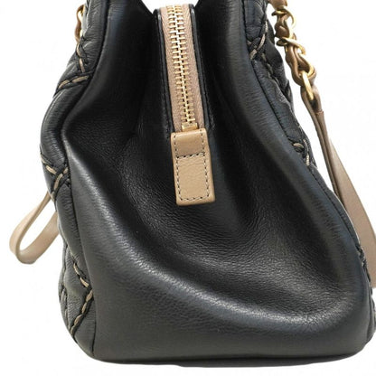 Chanel Shoulder Bag Wild Stitch Leather Black Chien Pan Gold Hardware Women