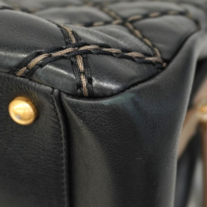 Chanel Shoulder Bag Wild Stitch Leather Black Chien Pan Gold Hardware Women