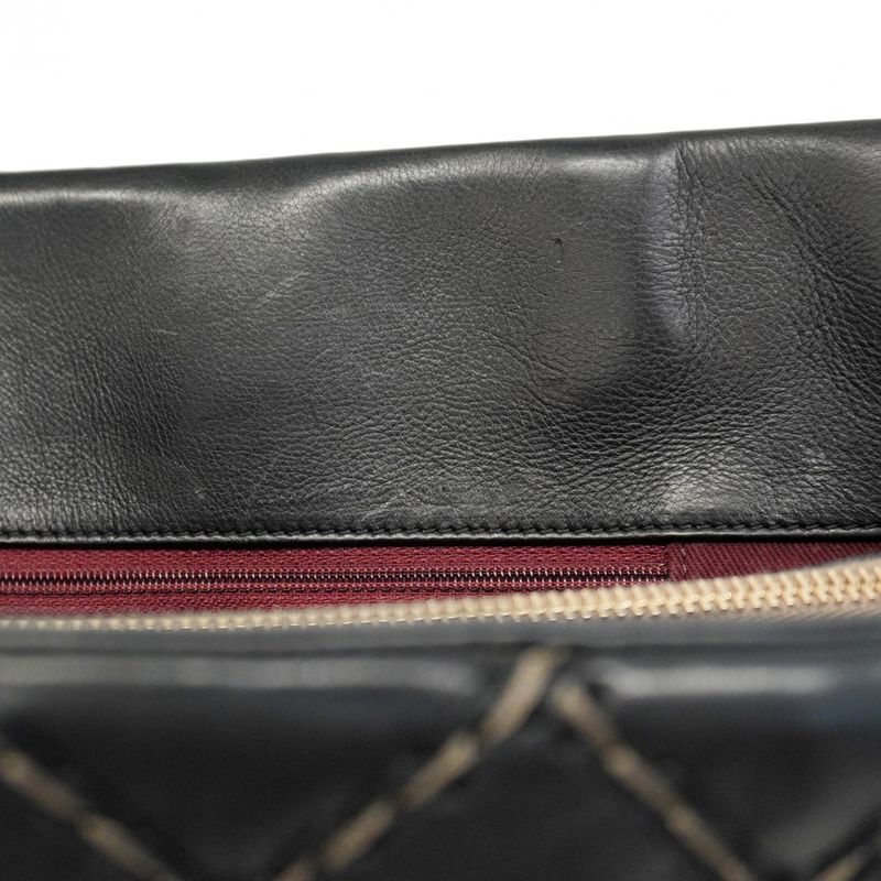 Chanel Shoulder Bag Wild Stitch Leather Black Chien Pan Gold Hardware Women