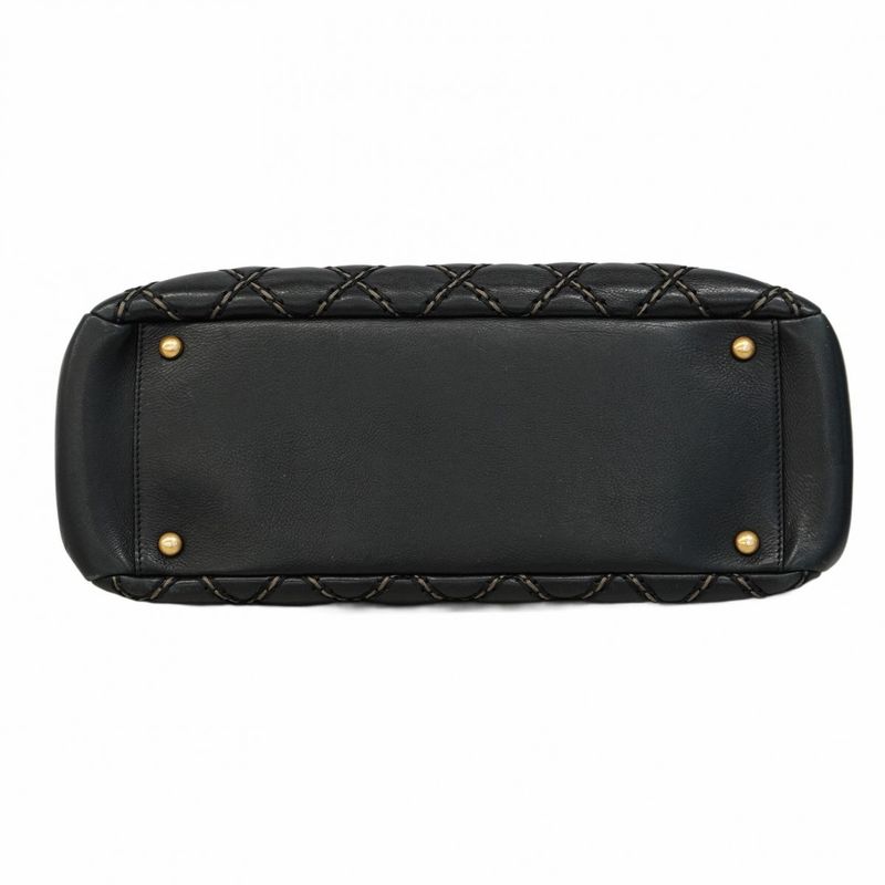 Chanel Shoulder Bag Wild Stitch Leather Black Chien Pan Gold Hardware Women