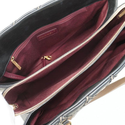 Chanel Shoulder Bag Wild Stitch Leather Black Chien Pan Gold Hardware Women