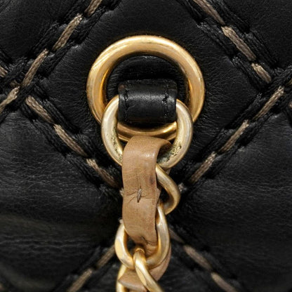 Chanel Shoulder Bag Wild Stitch Leather Black Chien Pan Gold Hardware Women