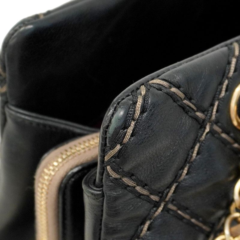 Chanel Shoulder Bag Wild Stitch Leather Black Chien Pan Gold Hardware Women