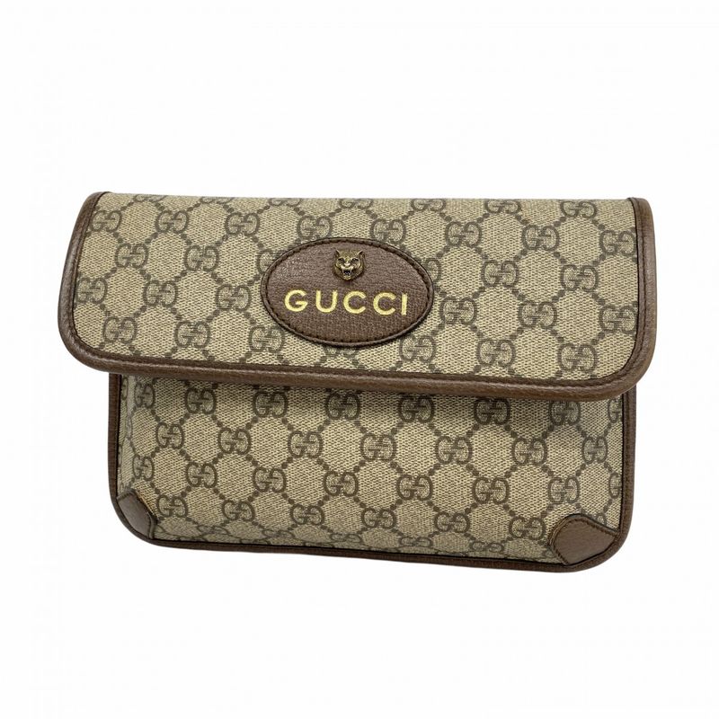 Gucci Waist Bag GG Canvas Sherry Line Neo-vintage 493930 PVC Brown Beige Gold