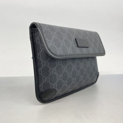 Gucci Waist Bag GG Supreme 598113 PVC Black Silver Hardware Men's