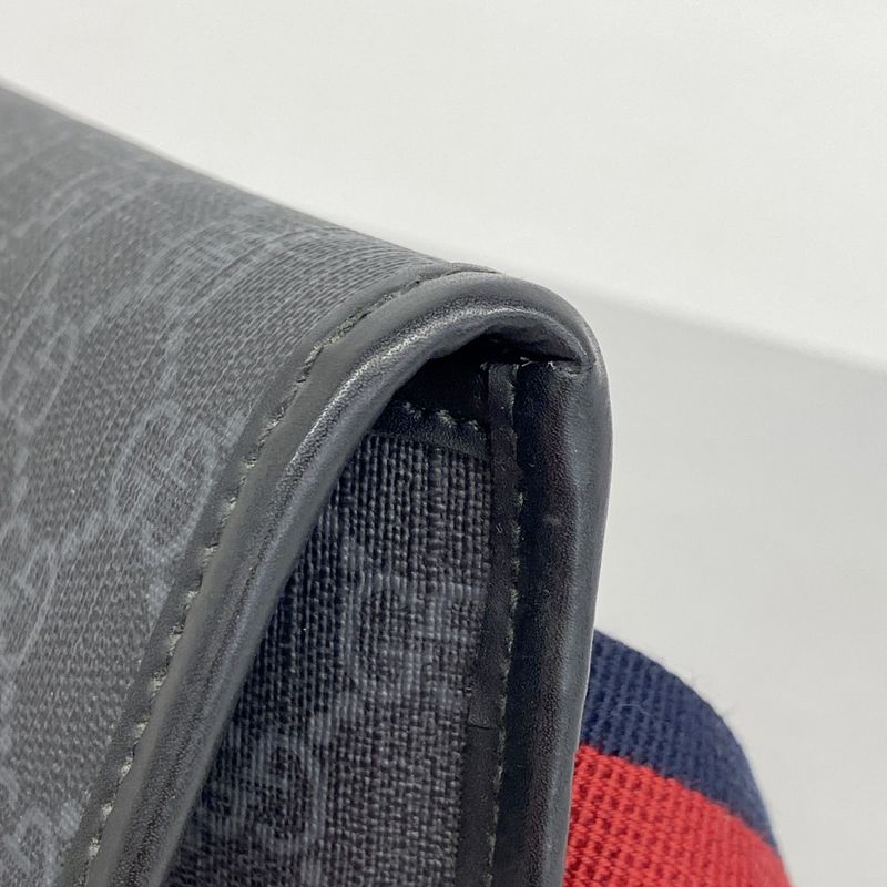 Gucci Waist Bag GG Supreme 598113 PVC Black Silver Hardware Men's